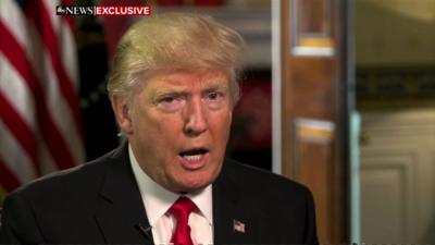 Donald Trump speaking in an exclusive ABC TV interview