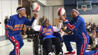 Virginia with The Globetrotters