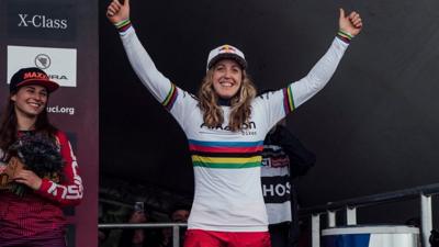 World champion Rachel Atherton overcame dreadful conditions to win the UCI Mountain Bike Downhill World Cup in Fort William.