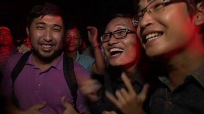 Jubilant NLD supporters in Myanmar