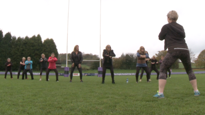 Livvy and Chrissie working out