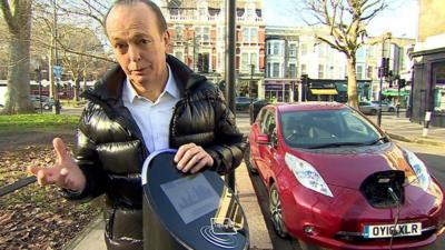 Quentin Willson with electric car