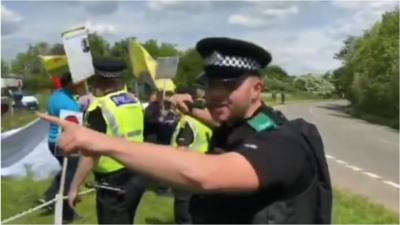 Police at demonstration