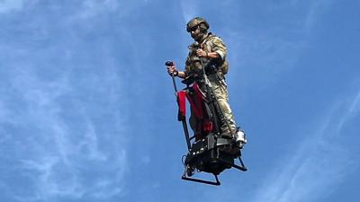 A man riding the FlyBoard Air