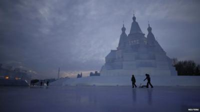 A large sculpture at the Harbin International Ice and Snow Festival