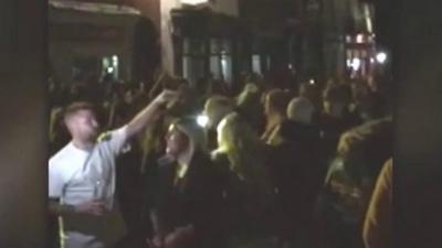 People in York singing in the street