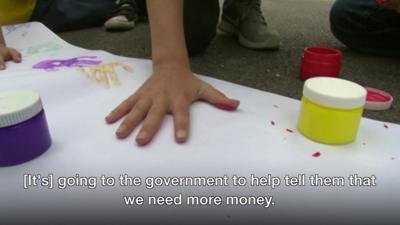 Pupils hand-printing