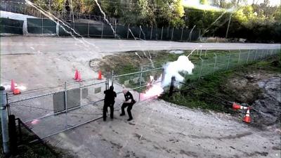 Firework thrown at police officers