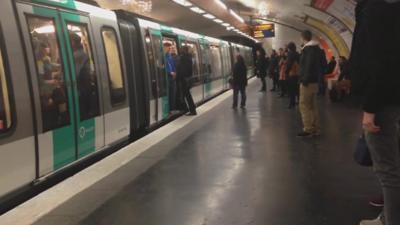 Chelsea fans at Paris Metro