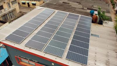 solar panels on a roof