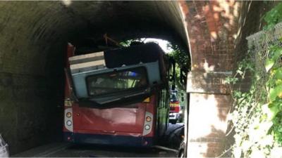 bus under bridge