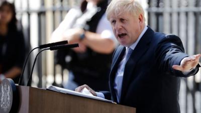 Boris Johnson speaking outside 10 Downing Street