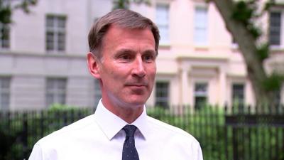 Foreign Secretary Jeremy Hunt speaks to the media