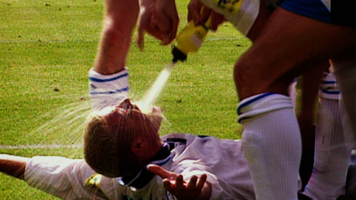 Paul Gascoigne's 'dentist chair' celebration at Euro 96.