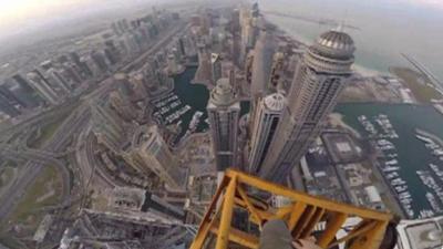 James Kingston POV footage of Dubai skyscraper climb