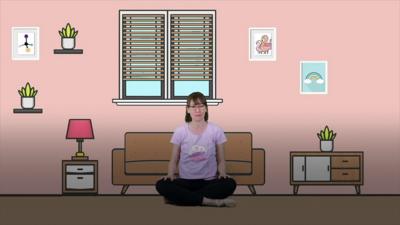 Scene from the online video by Flamingo Chicks showing kids how to relax