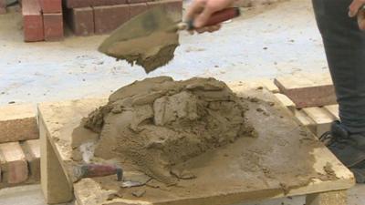 Bricklaying students in Ebbw Vale