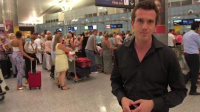 British tourists wait to fly back home from Tunisia