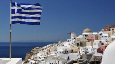 Greek flag flying