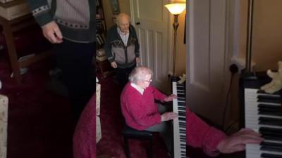 person playing piano