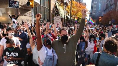 People celebrating in Philadelphia