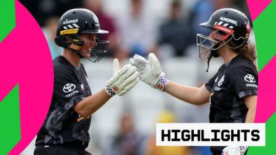 Beth Mooney of Manchester Originals celebrates with team mate Kathryn Bryce