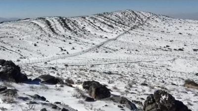 Jebel Jais mountain covered in snow