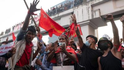 protesters in Myanmar