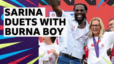 Sarina Wiegman and Burna Boy 