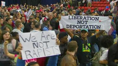 Protesters at a Donald Trump rally in Chicago