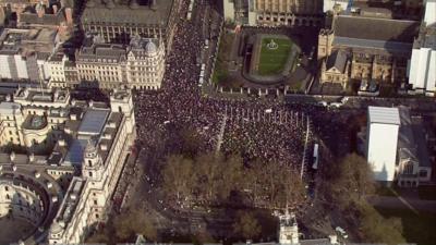 Aerial shot of Brexit rally