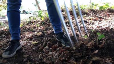 Man with a gardening fork