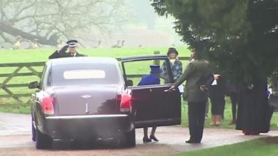 The Queen arrives at church