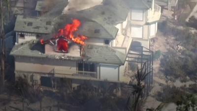 House on fire after Hurricane Ian struck Florida