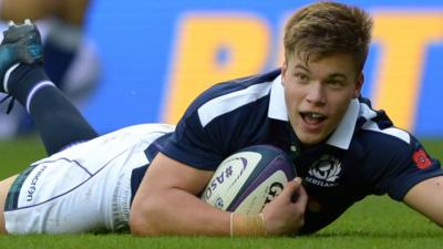 Huw Jones scores for Scotland