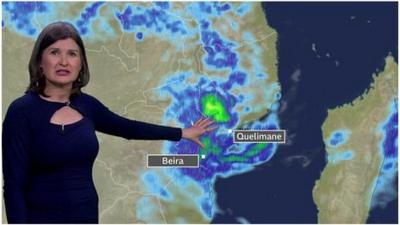 Weather map showing heavy rain over Mozambique