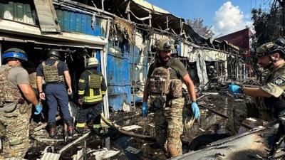 Aftermath of attack on Kostyantynivka