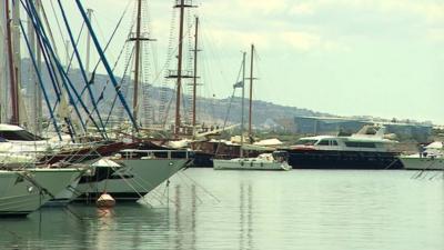 Luxury yacht marina in Greece