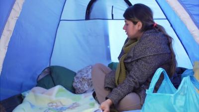 Zainab in her tent