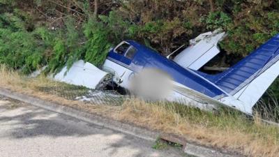 Light plane crashed in ditch