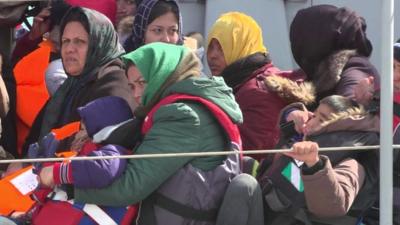 Migrants on rescue boat