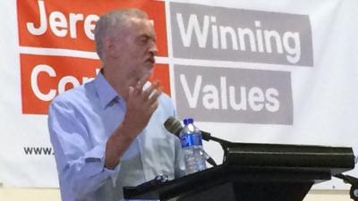 Jeremy Corbyn addresses a meeting