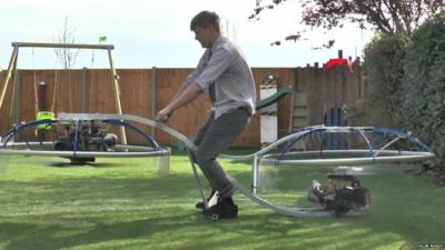 Colin on his flying bike