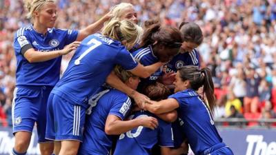Chelsea Ladies celebrate Ji So-Yun's goal