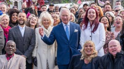 The Prince Of Wales And The Duchess Of Cornwall Visit The Set Of EastEnders