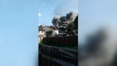 Footage of the scene following the explosion