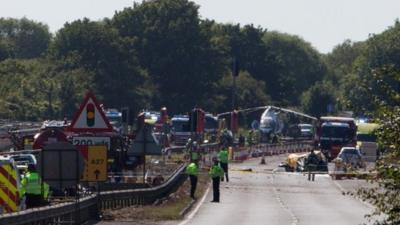 Scene of the A27 Shoreham Airshow crash