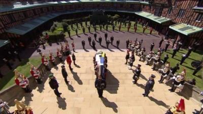 The Queen has led her family in mourning at the funeral of her husband, the Duke of Edinburgh, in the grounds of Windsor Castle.