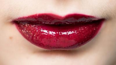 mouth with red lipstick