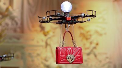 Handbag hanging from drone